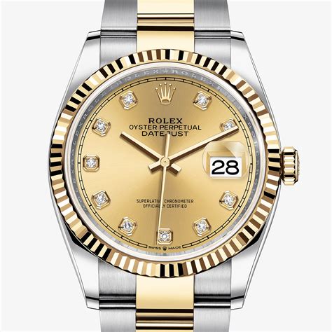 rolex datejust con brillanti prezzo oro e acciaio|Rolex Datejust 36 mm.